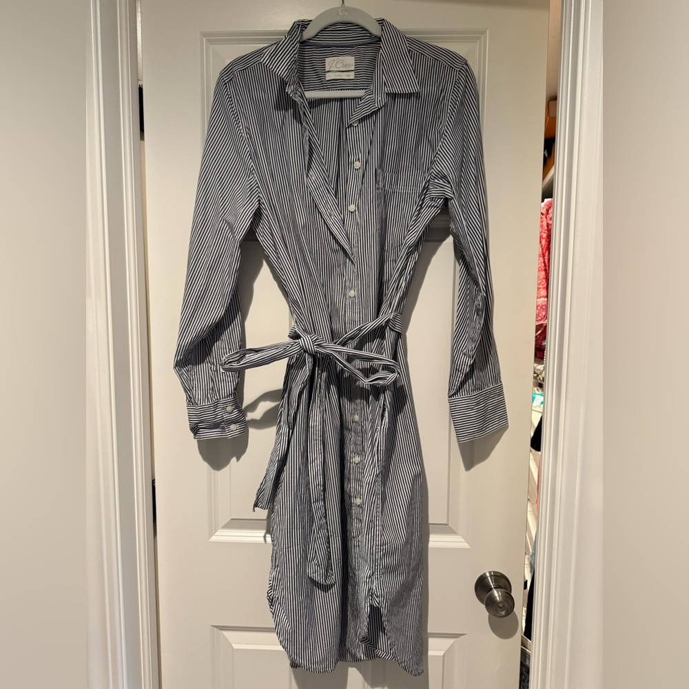 Striped Button-Down Belted Dress